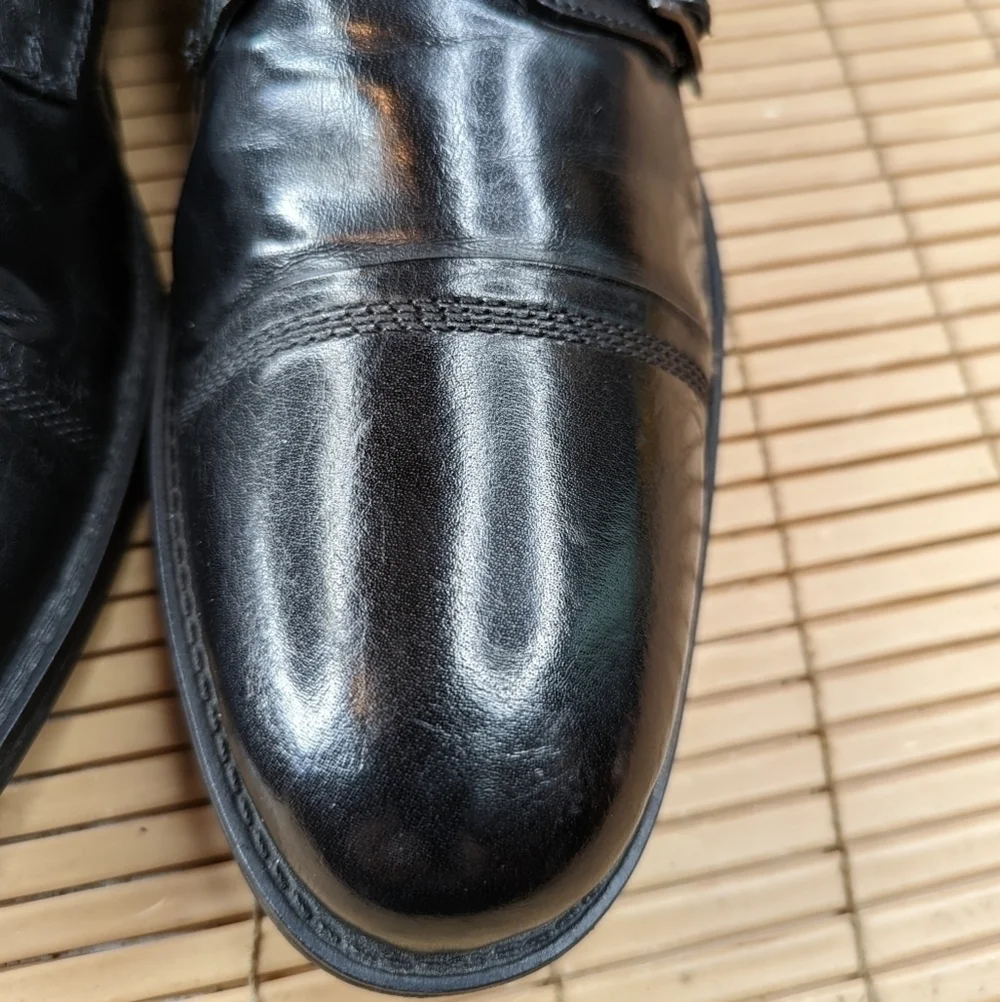 Steve Madden Mens  Black Leather Double Monk Strap Cap toe Oxford Dress Shoes Si